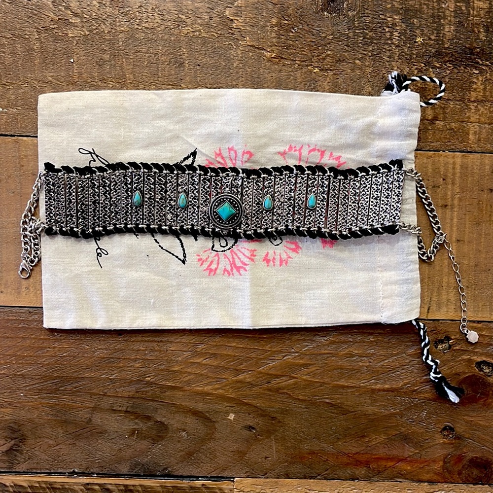 Free People silver wide chocker necklace